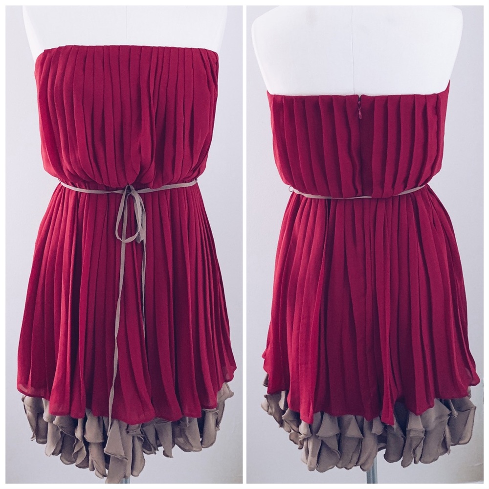 Jessica Simpson Pleat Ruffled Chiffon Dress Sz 4
